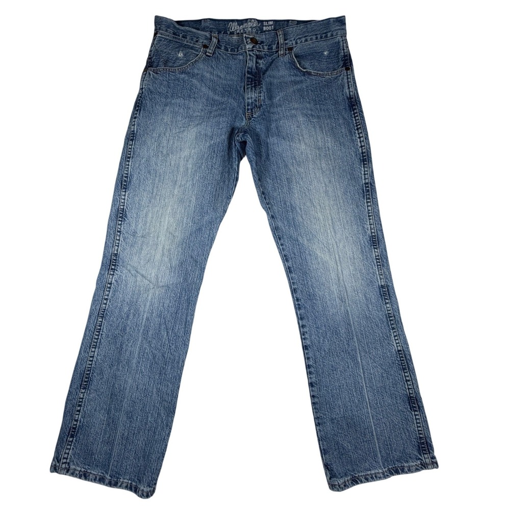 Wrangler Retro Slim Boot‎ Mens Jeans 34 X 30 Blue Medium Wash Denim 77MWZWO